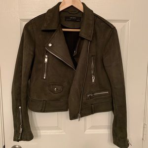 Zara Faux Suede Green Moto Jacket